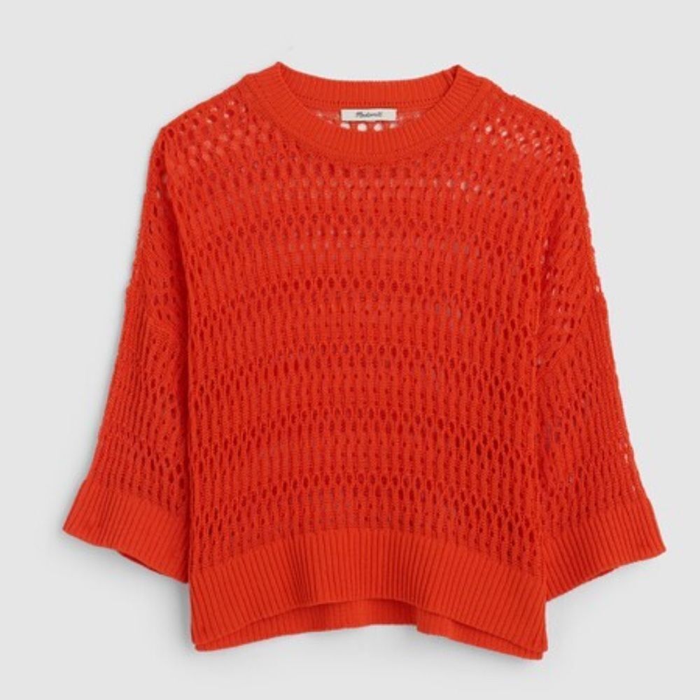 Madewell Open-Stitch Sweater Tee Orange in Size Small NWOT